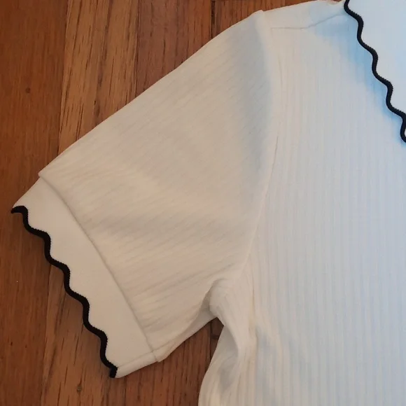 Downeast Rib Knit Scallop Polo Small - Picture 3 of 3